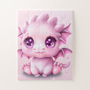 Cute en Schattige Fantasy Pink Baby Chibi Poster Legpuzzel