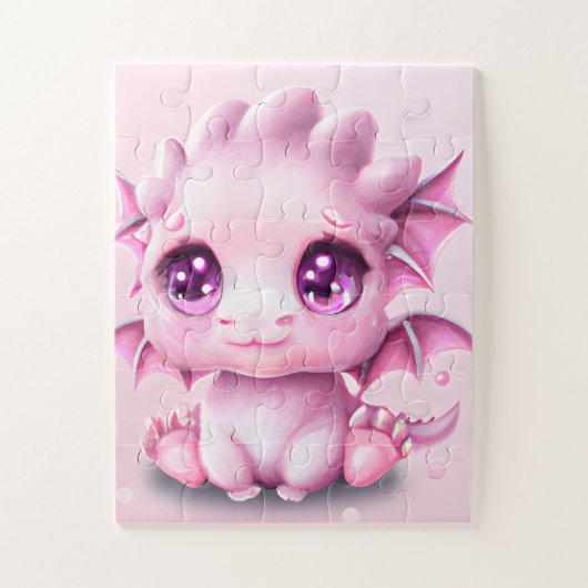 Cute en Schattige Fantasy Pink Baby Chibi Poster Legpuzzel (Verticaal)