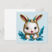 Cute en Schattige Kawaii Baby Bunny Feestdagenkaart (Voorkant / Achterkant)