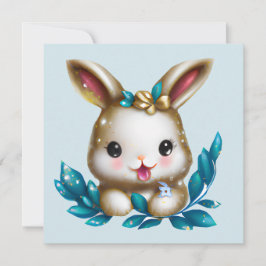 Cute en Schattige Kawaii Baby Bunny Feestdagenkaart