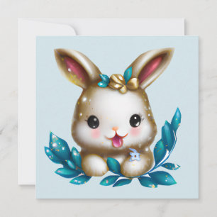 Cute en Schattige Kawaii Baby Bunny Feestdagenkaart