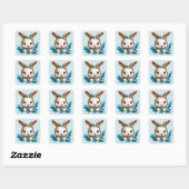 Cute en Schattige Kawaii Baby Bunny Vierkante Sticker (Vel)