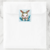 Cute en Schattige Kawaii Baby Bunny Vierkante Sticker (Tas)