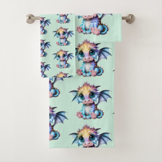 Cute en Schattige Kawaii Baby Dragon Bad Handdoek (Insitu)