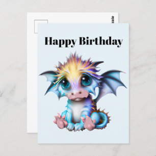 Cute en Schattige Kawaii Baby Dragon Briefkaart