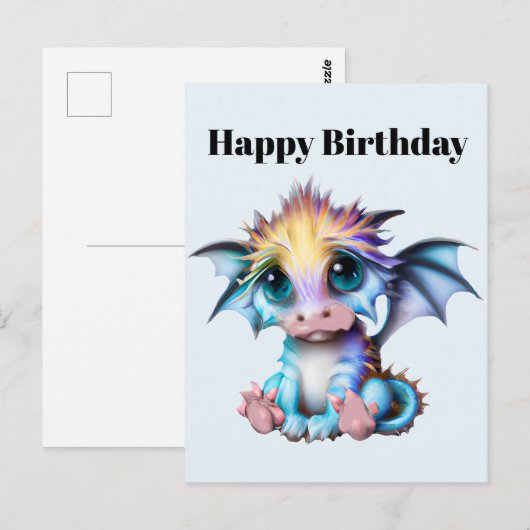 Cute en Schattige Kawaii Baby Dragon Briefkaart (Voorkant / Achterkant)