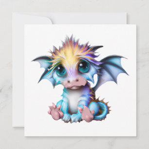 Cute en Schattige Kawaii Baby Dragon Feestdagenkaart
