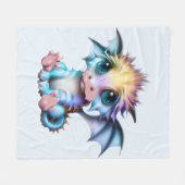 Cute en Schattige Kawaii Baby Dragon Fleece Deken (Voorkant (Horizontaal))