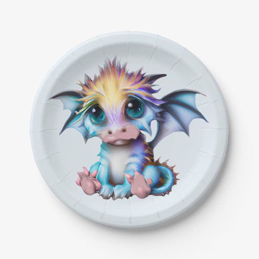 Cute en Schattige Kawaii Baby Dragon Papieren Bordje (Voorkant)