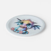 Cute en Schattige Kawaii Baby Dragon Papieren Bordje (Gekanteld)
