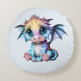 Cute en Schattige Kawaii Baby Dragon Rond Kussen
