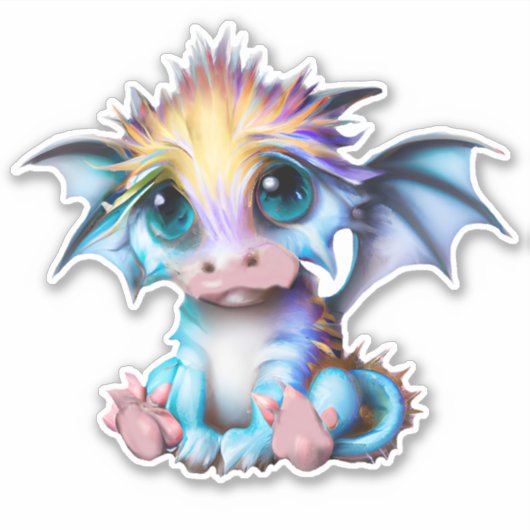 Cute en Schattige Kawaii Baby Dragon Sticker (Voorkant)