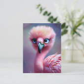 Cute en Schattige Kawaii Baby Flamingo Briefkaart (Staand voorkant)