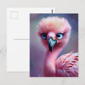 Cute en Schattige Kawaii Baby Flamingo Briefkaart (Voorkant / Achterkant)