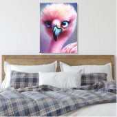 Cute en Schattige Kawaii Baby Flamingo Canvas Afdruk (Insitu (Slaapkamer))