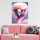 Cute en Schattige Kawaii Baby Flamingo Canvas Afdruk (Insitu (Woonkamer))