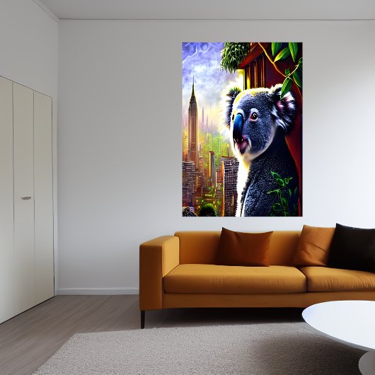 Cute en schattige Koala in de stad | AI Art. Poster