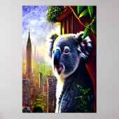 Cute en schattige Koala in de stad | AI Art. Poster (Voorkant)