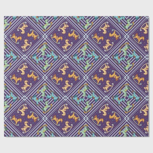 Cute en Schattige Rocking Horse Cadeaupapier (Vlak)