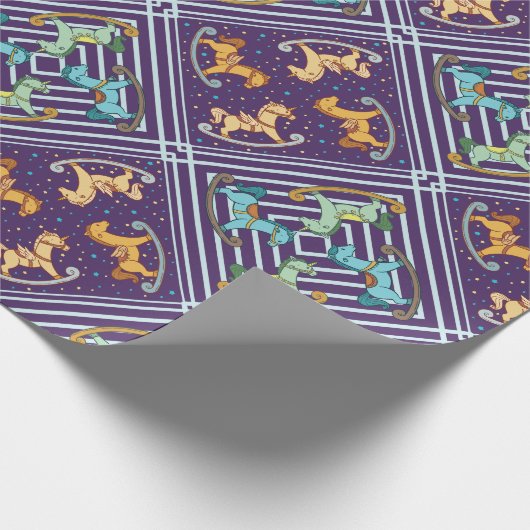 Cute en Schattige Rocking Horse Cadeaupapier (Hoek)