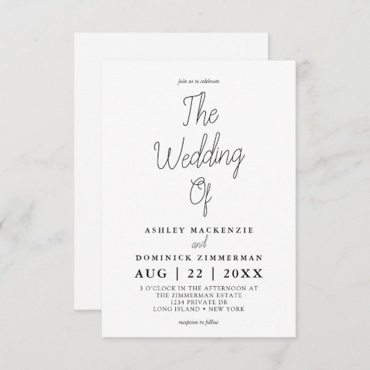 Cute En Simpele Trouw Kaart (Voorkant / Achterkant)