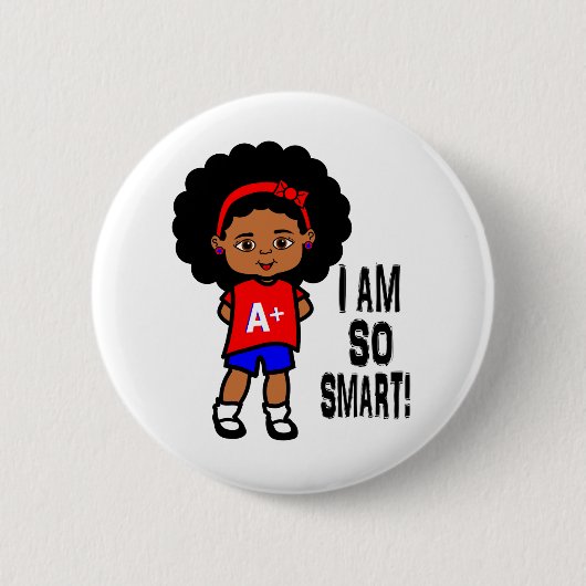 Cute en Smart African American Girl Button (Voorkant)