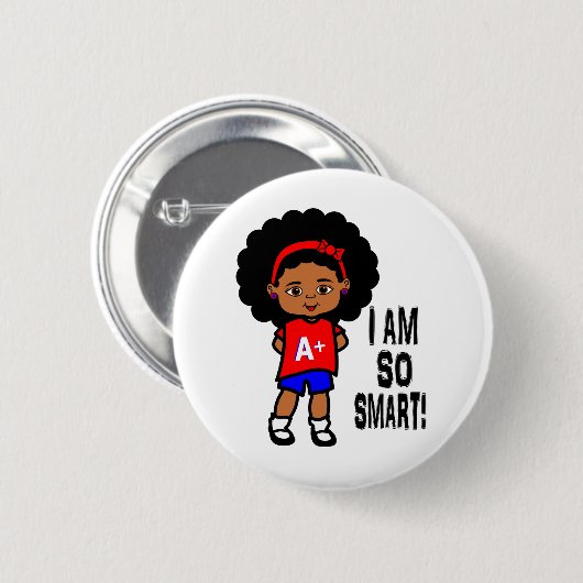 Cute en Smart African American Girl Button (Voorkant /achterkant)