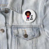 Cute en Smart African American Girl Button (In situ)