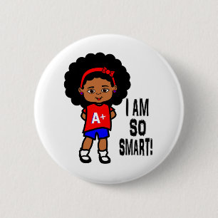 Cute en Smart African American Girl Button