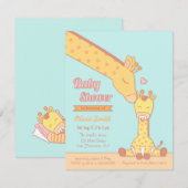Cute en Sweet Giraffe Baby Shower Invitations Kaart (Voorkant / Achterkant)