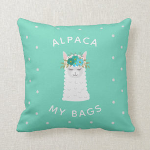 Cute en Trendy Alpaca   Turquoise Kussen