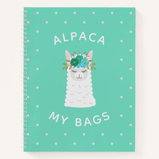 Cute en Trendy Alpaca | Turquoise Notitieboek (Voorkant)