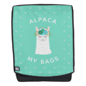 Cute en Trendy Alpaca | Turquoise Rugtassen (Voorkant)