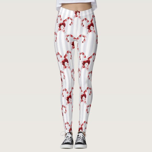 Cute en Whimsical Candy Cane Leggings (Voorkant)