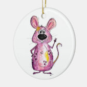 Cute en Whimsical Paarse Mouse Keramisch Ornament (Links)