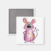 Cute en Whimsical Paarse Mouse Magneet (Voorkant / Achterkant)
