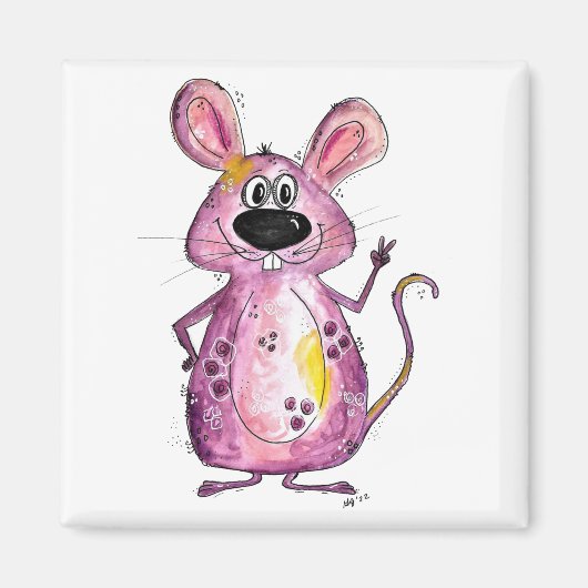 Cute en Whimsical Paarse Mouse Magneet (Voorkant)