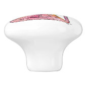 Cute en Whimsical Pink Cat Keramische Knop (Zijkant)