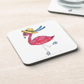 Cute en Whimsical Pink Flamingo on Schaatsen Bier Onderzetter (Linkerzijde)