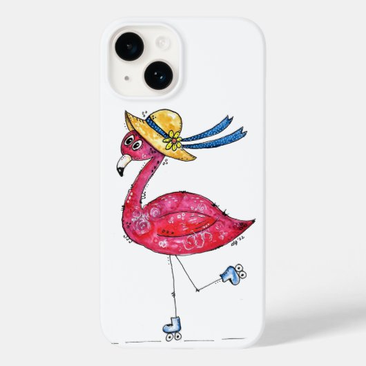 Cute en Whimsical Pink Flamingo on Schaatsen Case-Mate iPhone Case (Achterkant)