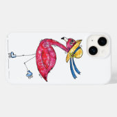 Cute en Whimsical Pink Flamingo on Schaatsen Case-Mate iPhone Case (Achterkant (horizontaal))