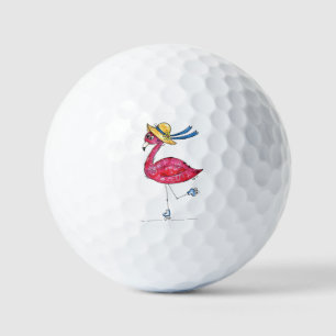 Cute en Whimsical Pink Flamingo on Schaatsen Golfballen