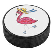 Cute en Whimsical Pink Flamingo on Schaatsen Hockey Puck (3/4)