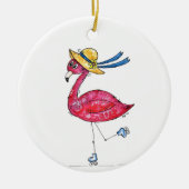 Cute en Whimsical Pink Flamingo on Schaatsen Keramisch Ornament (Voorkant)