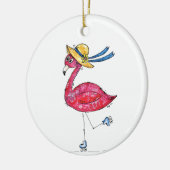 Cute en Whimsical Pink Flamingo on Schaatsen Keramisch Ornament (Links)