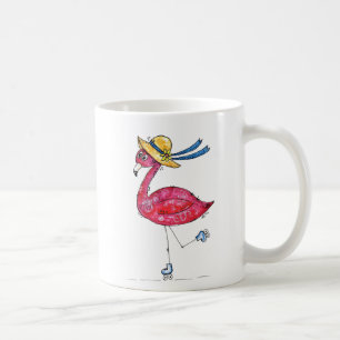 Cute en Whimsical Pink Flamingo on Schaatsen Koffiemok