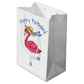 Cute en Whimsical Pink Flamingo on Schaatsen Medium Cadeauzakje (Achterkant Gekanteld)