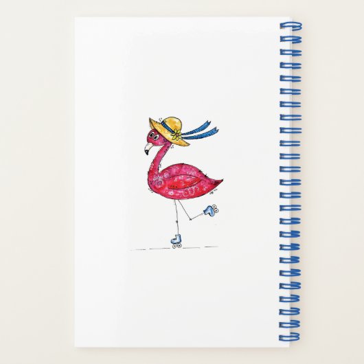 Cute en Whimsical Pink Flamingo on Schaatsen Notitieboek (Achterkant)