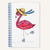 Cute en Whimsical Pink Flamingo on Schaatsen Notitieboek (Voorkant)