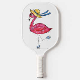 Cute en Whimsical Pink Flamingo on Schaatsen Pickleball Paddle